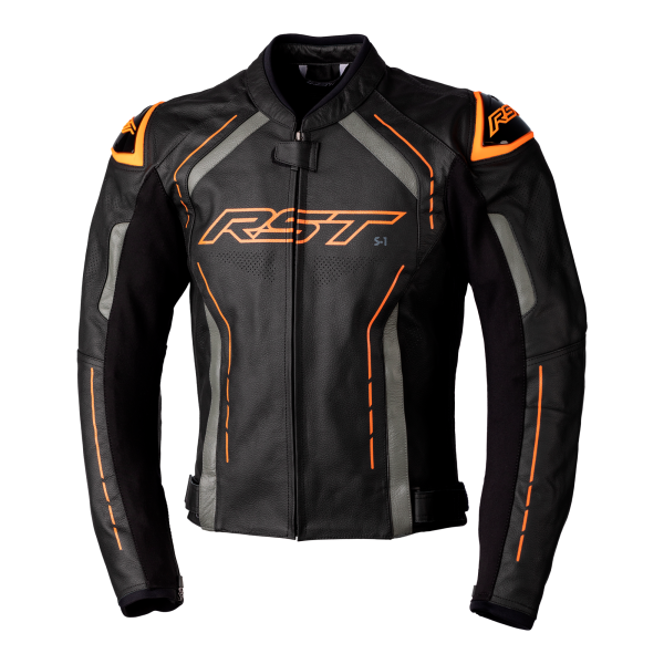 RST RST S1 CE Mens Leather Jacket Black/Orange